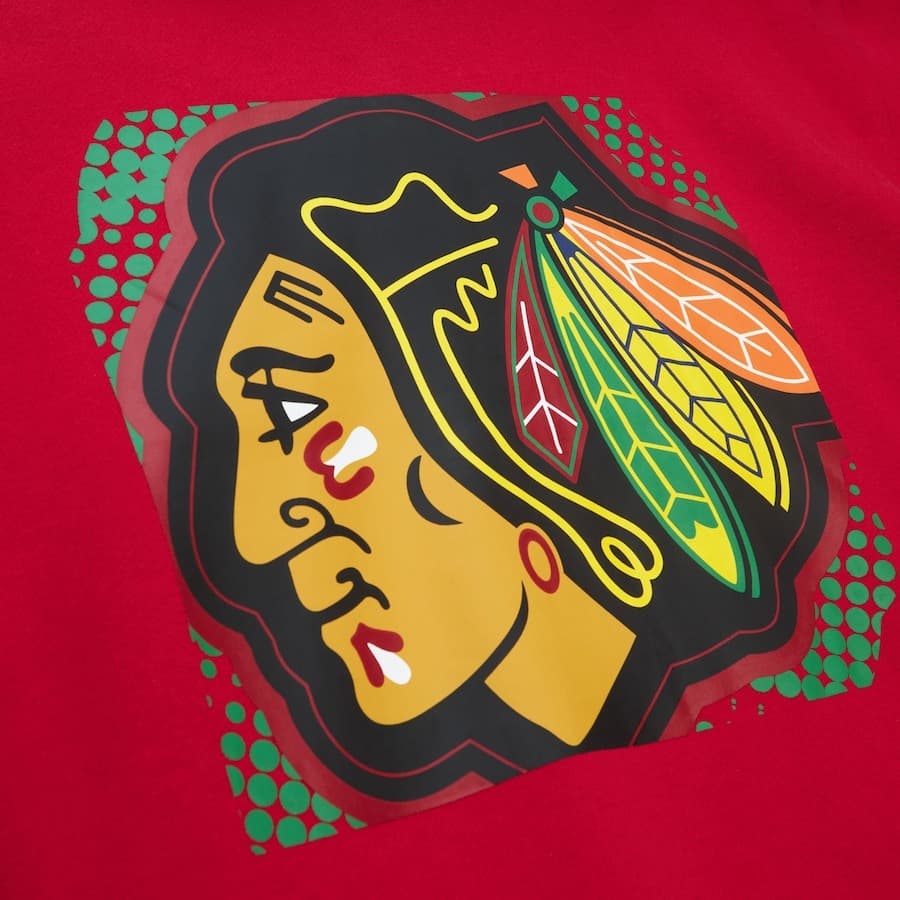 Худи Mitchell & Ness Women's Red Chicago Blackhawks Big Face 7.0 Pullover Sweatshirt