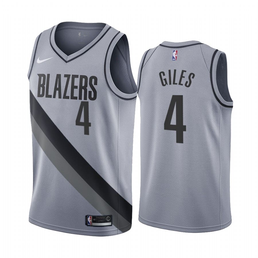 Баскетбольная джерси 2020-21 Portland Trail Blazers #4 Harry Giles Earned Edition Gray Swingman Jersey
