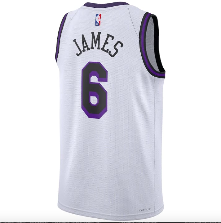 Баскетбольная джерси 2022-23 LA Lakers #6 LeBron James Swingman City White Jersey