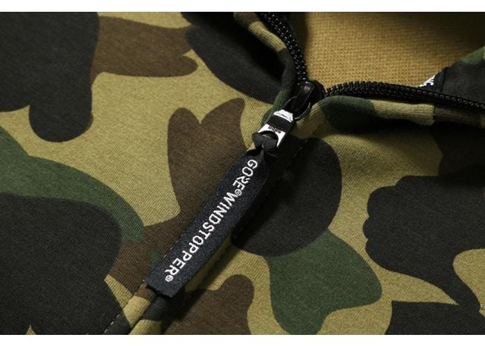 Худи BAPE 1st Camo Windstopper PONR Shark Full Zip Hoodie Green