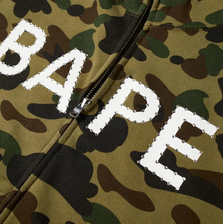 Худи BAPE 1st Camo Crystal Stone Full Zip Hoodie Green
