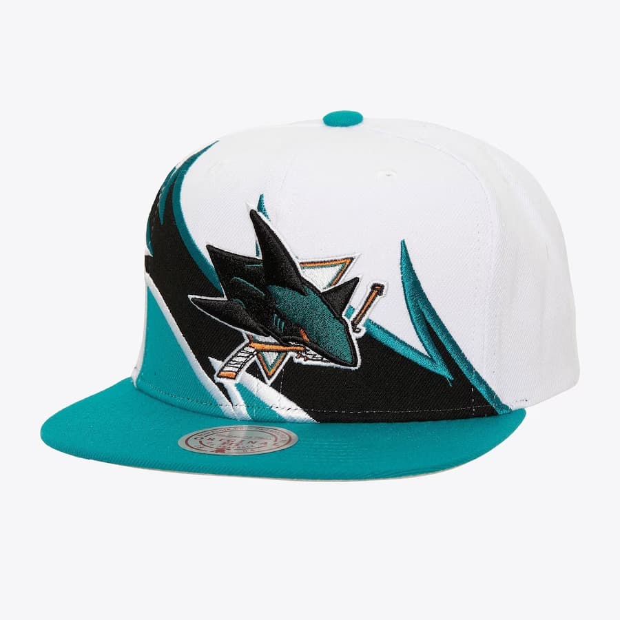 Бейсболка Mitchell & Ness White San Jose Sharks Waverunner Snapback Hat