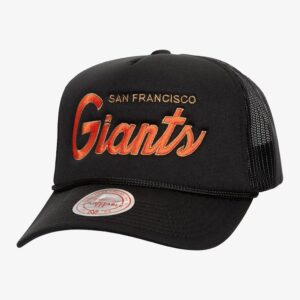 Mitchell-Ness-Black-San-Francisco-Giants-Script-Trucker-Adjustable-Hat-300x300