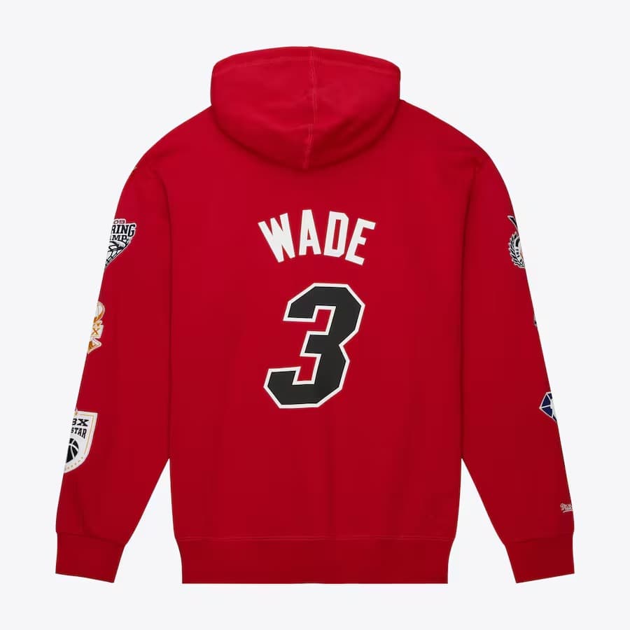Худи Mitchell & Ness Dwyane Wade Red Miami Heat 2023 Naismith Basketball Hall Of Fame Name & Number Pullover Hoodie