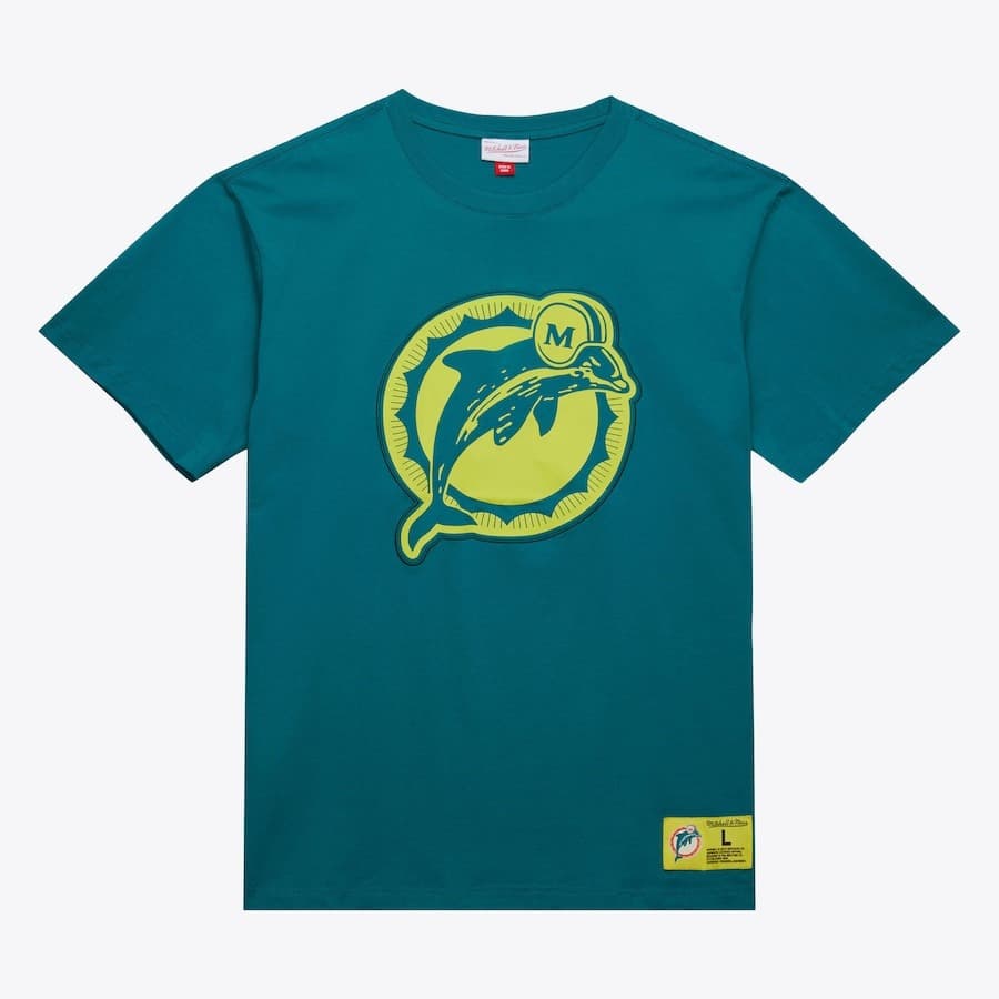 Футболка Mitchell & Ness Aqua Miami Dolphins Neon Nights Premium T-Shirt