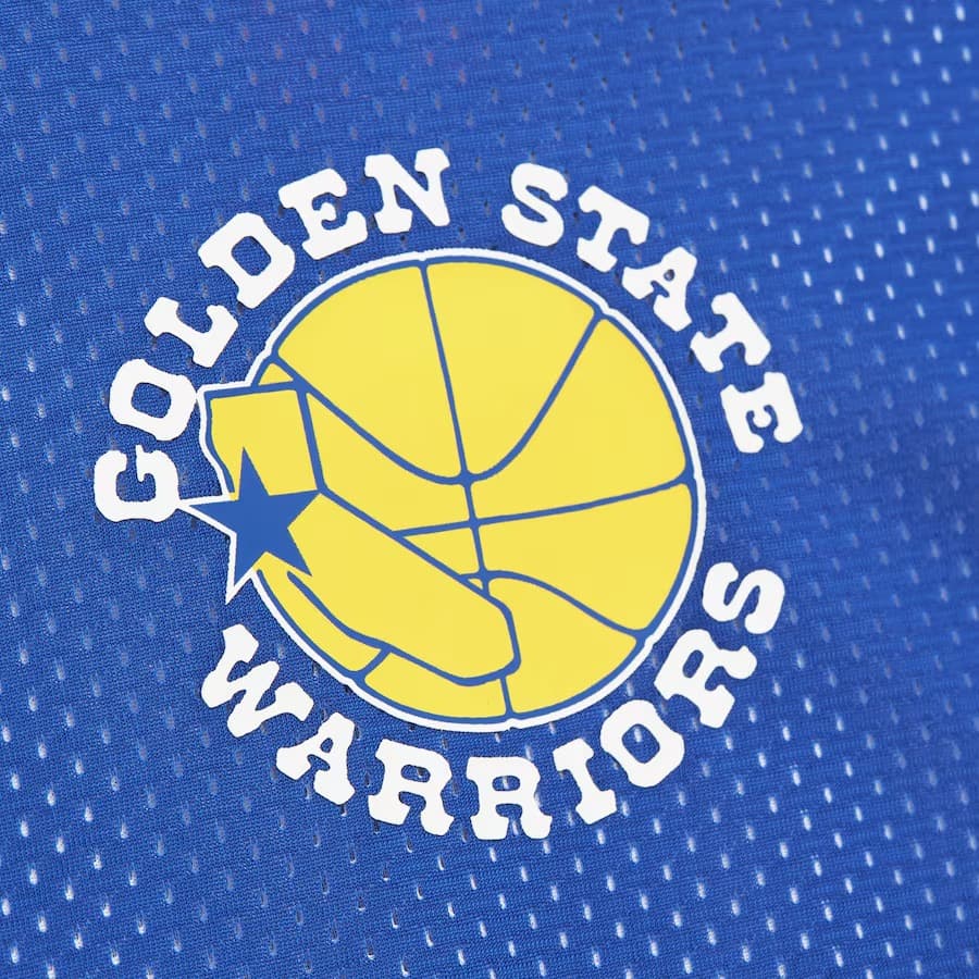 Майка Mitchell & Ness Royal Golden State Warriors Vintage Logo Mesh Practice Tank Top