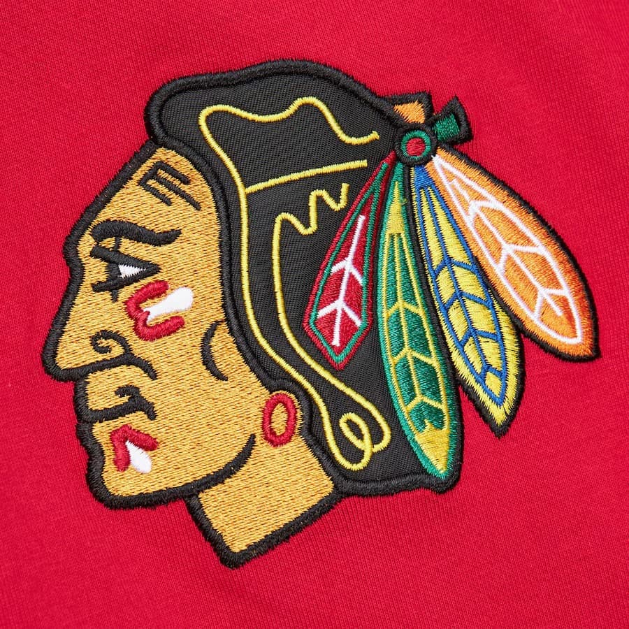 Футболка Mitchell & Ness Red Chicago Blackhawks Jacquard Ringer T-Shirt