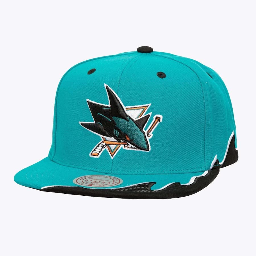 Бейсболка Mitchell & Ness Teal San Jose Sharks Rising Tide OG Snapback Hat