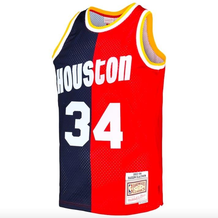 1993-94-Houston-Rockets-34-Hakeem-Olajuwon-Mitchell-Ness-Split-NavyRed-Jersey-3