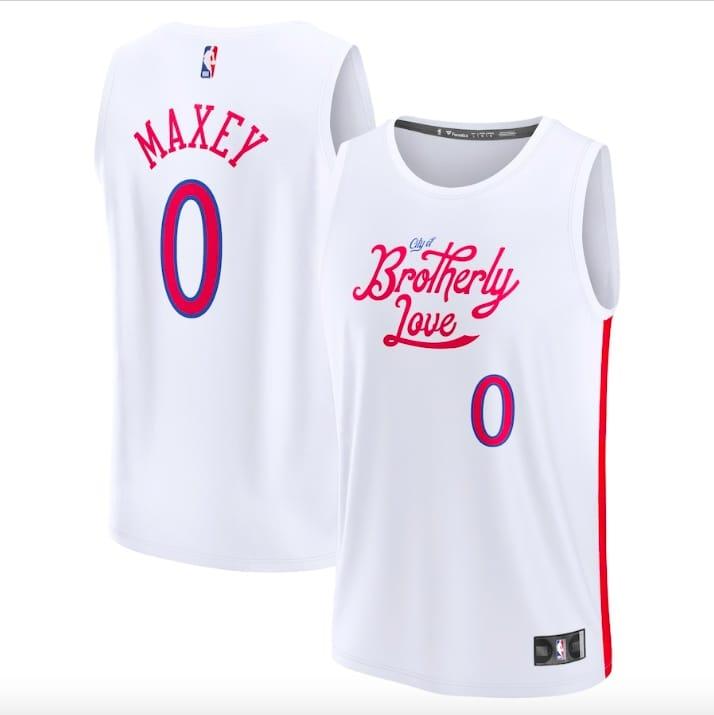 Баскетбольная джерси 2022-23 Philadelphia 76ers #0 Tyrese Maxey Fast Break City White Jersey