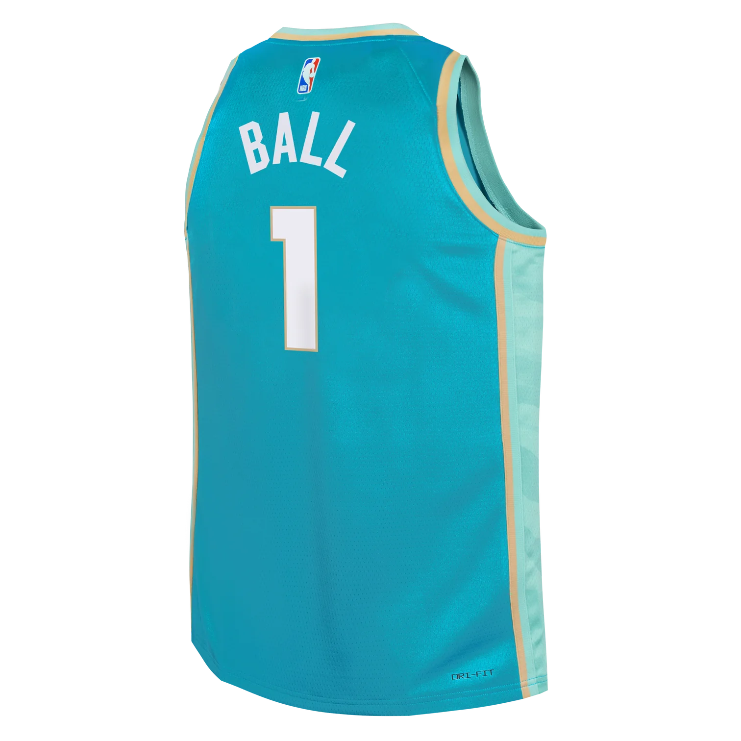 Баскетбольная джерси 2023-24 Charlotte Hornets LaMelo Ball #1 Youth Swingman City Edition Teal Jersey