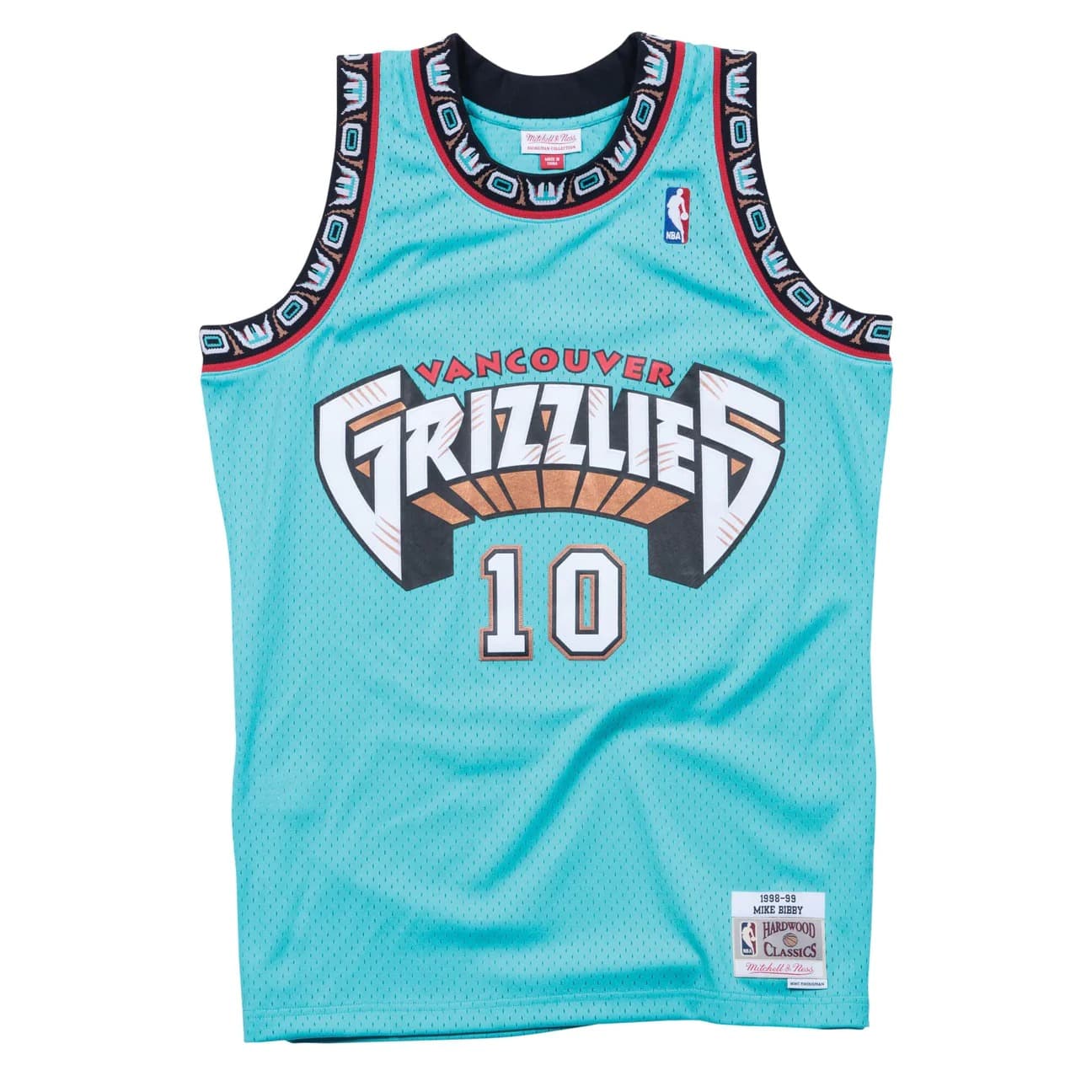 Баскетбольная джерси 1998-99 Vancouver Grizzlies Mike Bibby #10 Swingman Hardwood Classics Teal Jersey