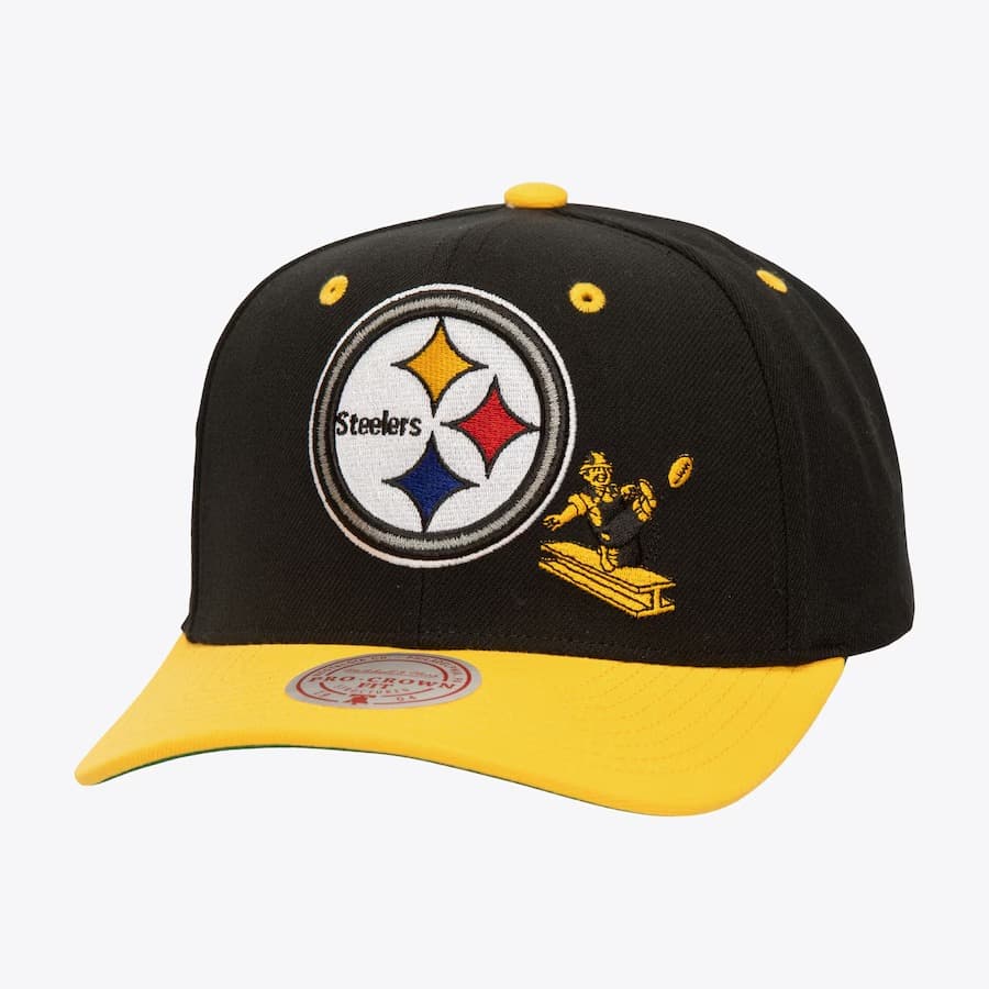 Бейсболка Mitchell & Ness Black Pittsburgh Steelers All In 2.0 Pro Crown Snapback Hat