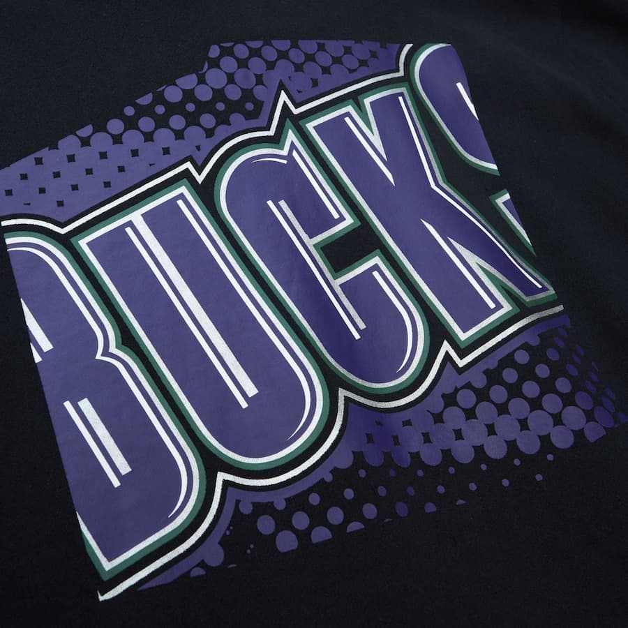 Худи Mitchell & Ness Black Milwaukee Bucks Big Face 7.0 Pullover Hoodie