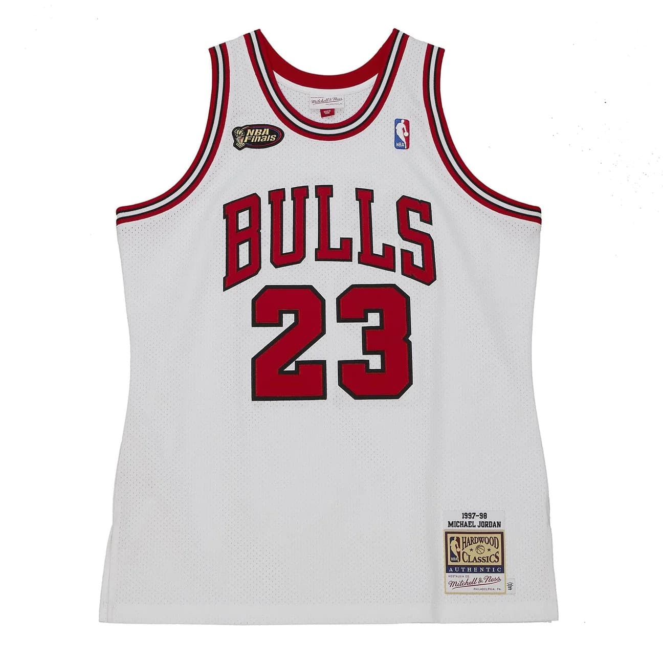 Баскетбольная джерси 1997-1998 Chicago Bulls Michael Jordan #23 Authentic Finals Hardwood Classic White Jersey