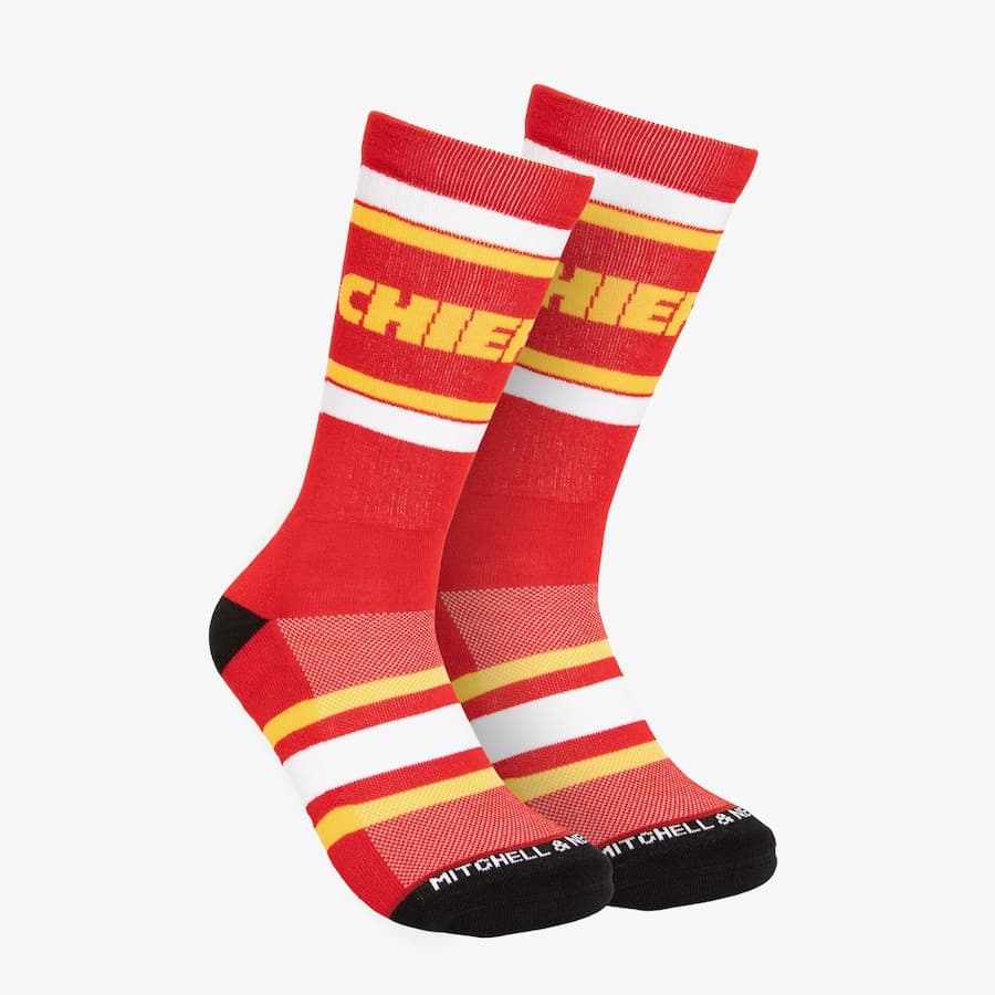 Спортивные носки Mitchell & Ness Red Kansas City Chiefs Team Stripes Crew Socks