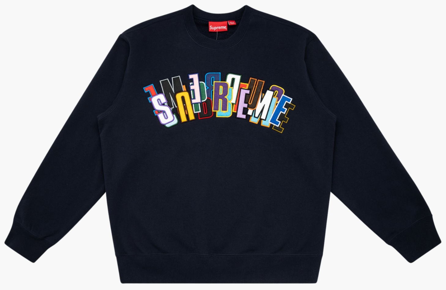 Толстовка Supreme Stacked Crewneck Sweatshirt Navy