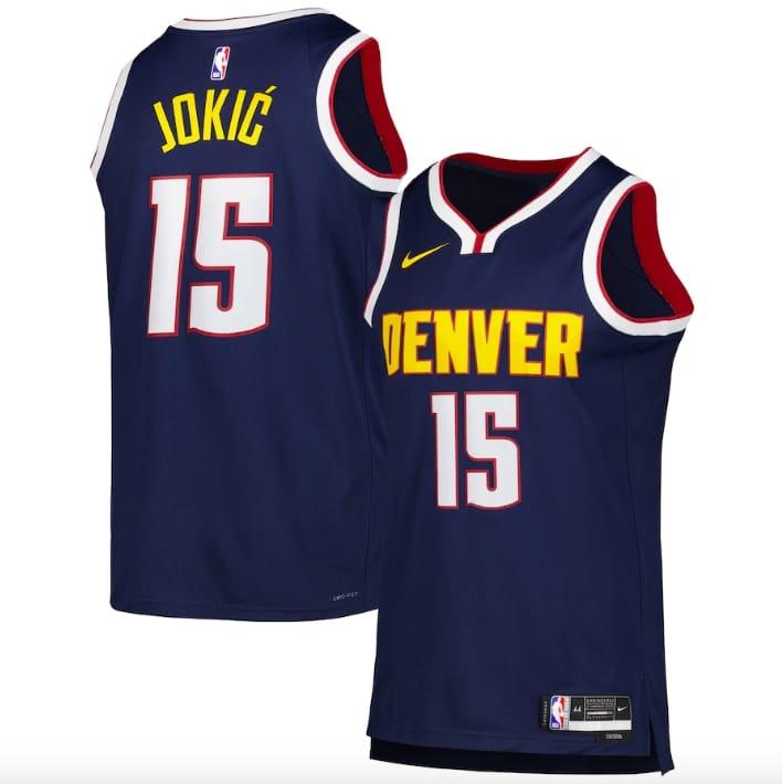 Баскетбольная джерси 2022-23 Denver Nuggets #15 Nikola Jokic Nike Icon Navy Jersey