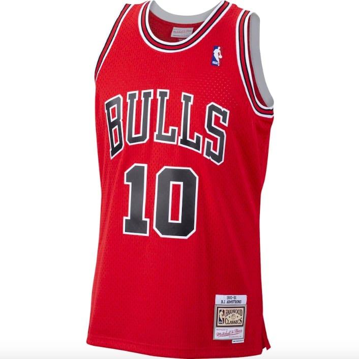 Баскетбольная джерси 1990-91 Chicago Bulls #10 B.J. Armstrong Mitchell & Ness Scarlet Jersey