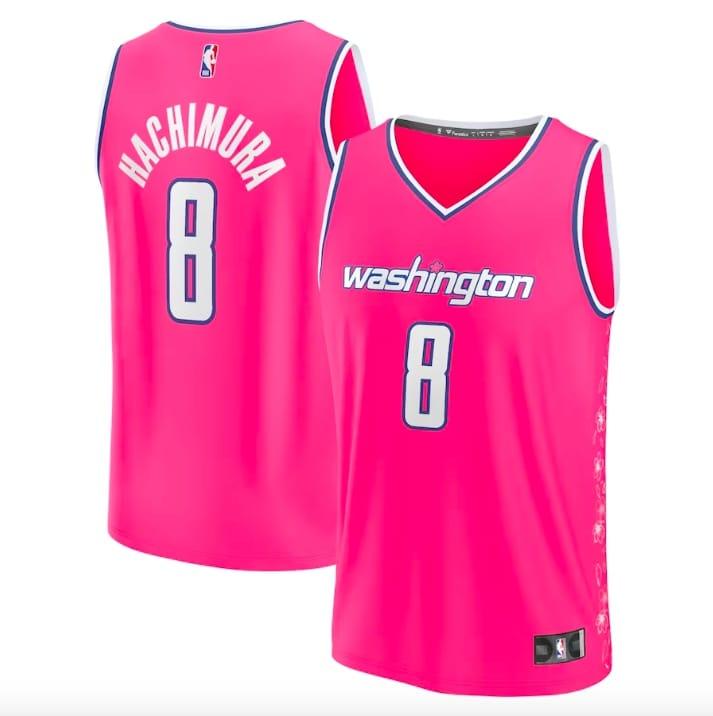 Баскетбольная джерси 2022-23 Washington Wizards #8 Rui Hachimura Fastbreak City Pink Jersey