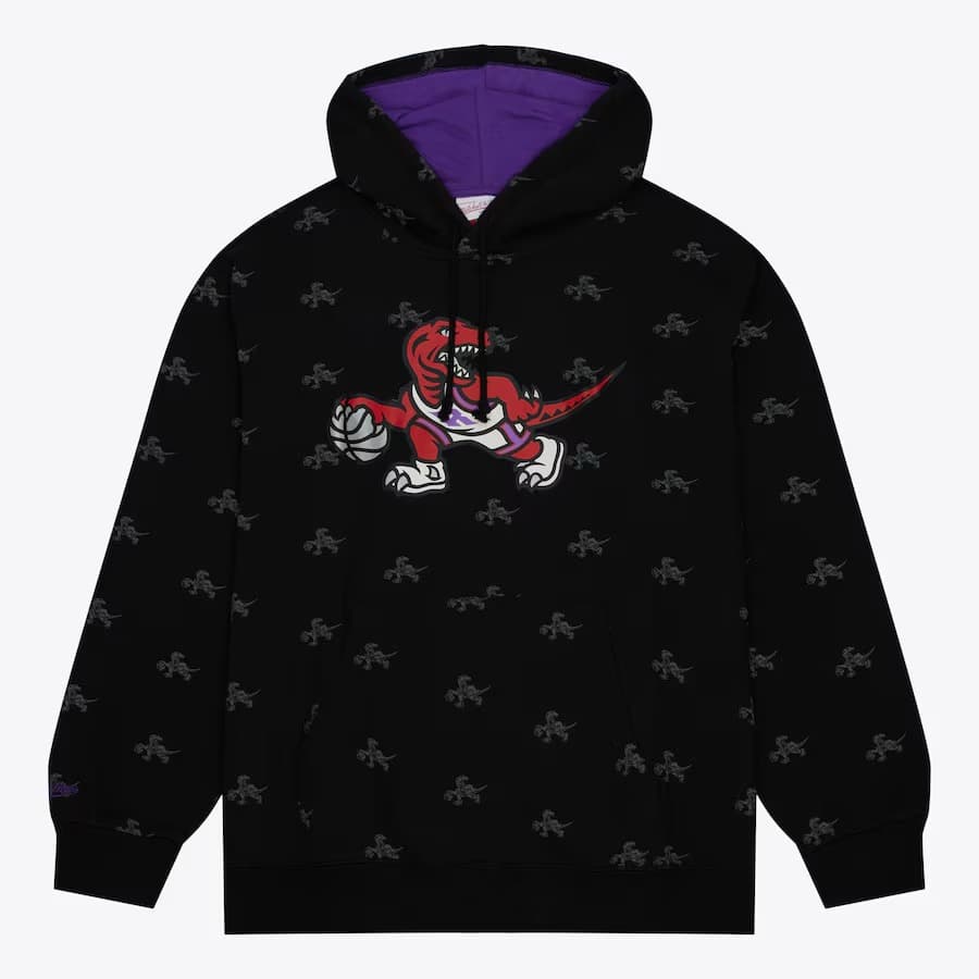 Худи Mitchell & Ness Black Toronto Raptors Allover Print Fleece Pullover Hoodie