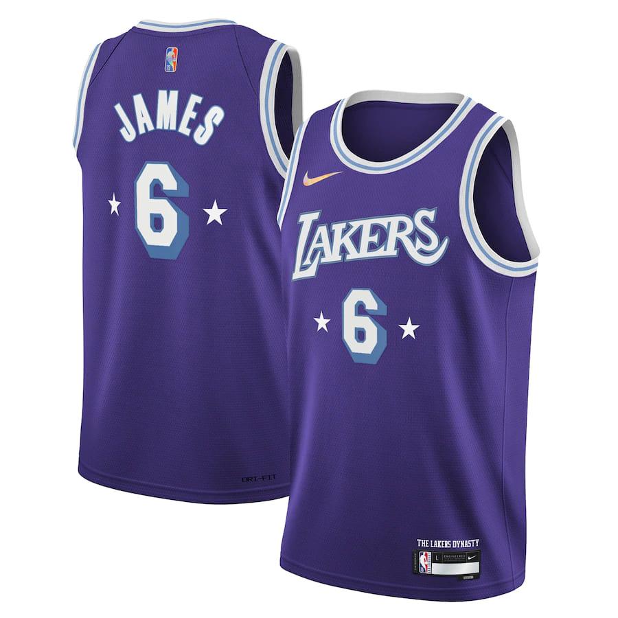 Баскетбольная джерси 2021-22 Los Angeles Lakers #6 Lebron James City Edition Swingman Jersey