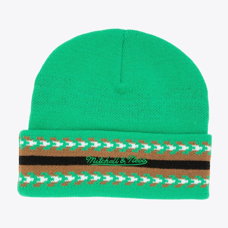 Шапка Mitchell & Ness Kelly Green Boston Celtics Hardwood Classics Game On Cuffed Knit Hat