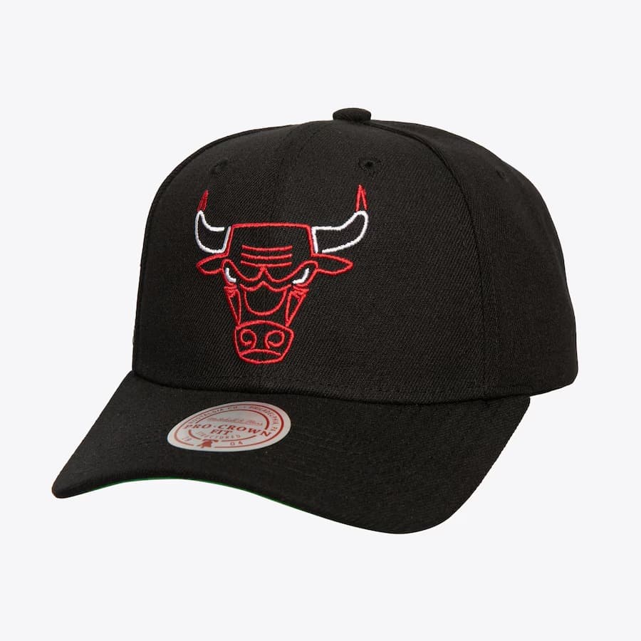Mitchell-Ness-Black-Chicago-Bulls-Neon-Logo-Pro-Crown-Snapback-Hat