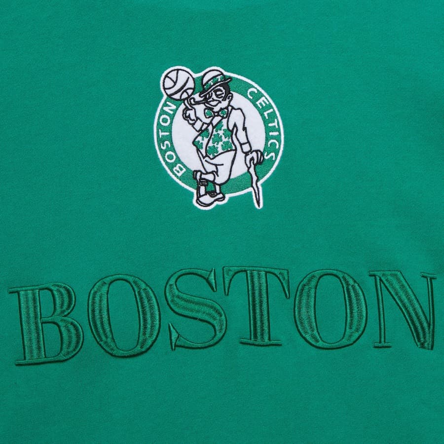 Худи Mitchell & Ness Kelly Green Boston Celtics Team OG 3.0 Vintage Fleece Pullover Hoodie