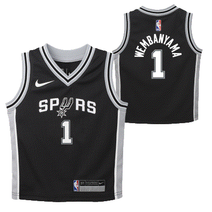 Баскетбольная джерси 2023-24 San Antonio Spurs Victor Wembanyama #1 Infant Icon Edition Black Jersey