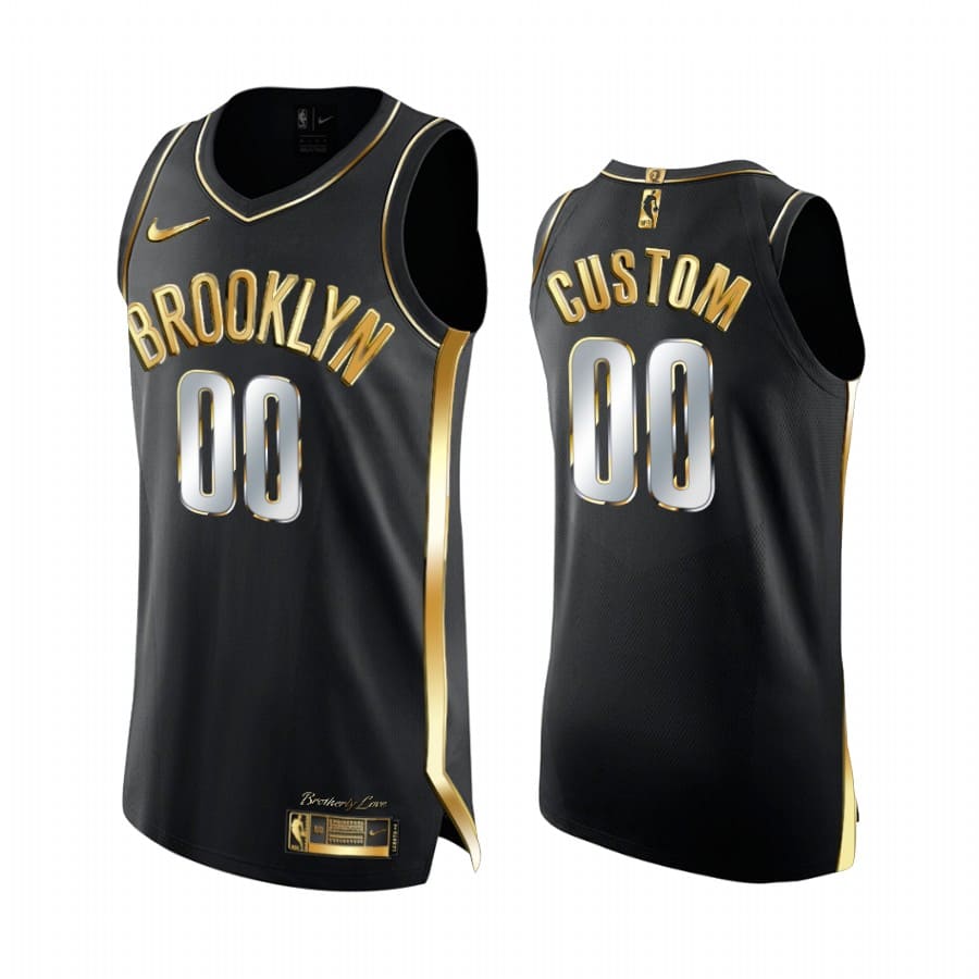 Баскетбольная джерси 2020-21 Brooklyn Nets #00 Custom Golden Edition Black Authentic Jersey