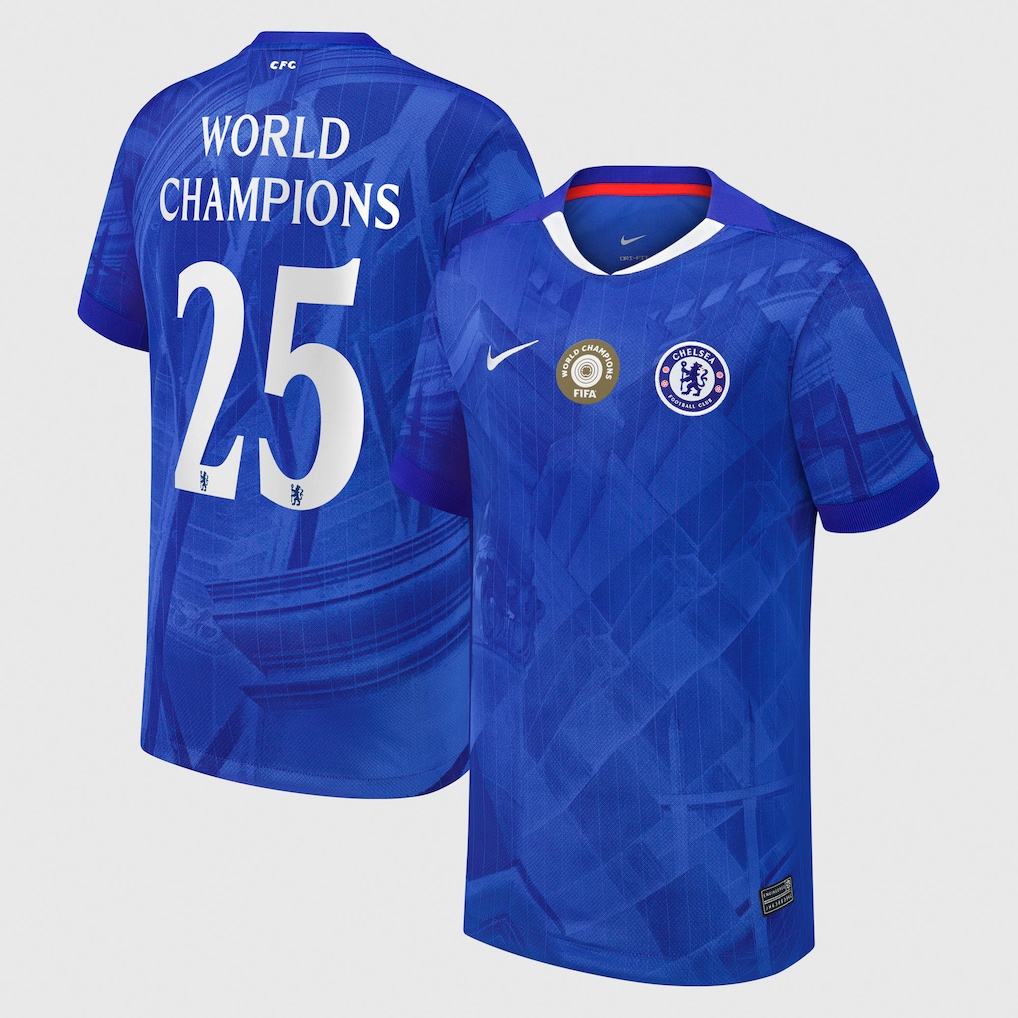 Детское футбольное джерси Chelsea Cup Nike Home Stadium Shirt 2025-26 - Kids with World Champions
