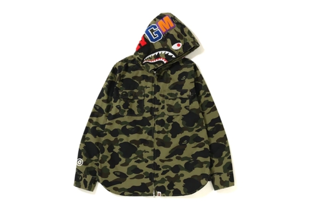 Рубашка BAPE 1st Camo Shark Hoodie Zip Up Shirt Green