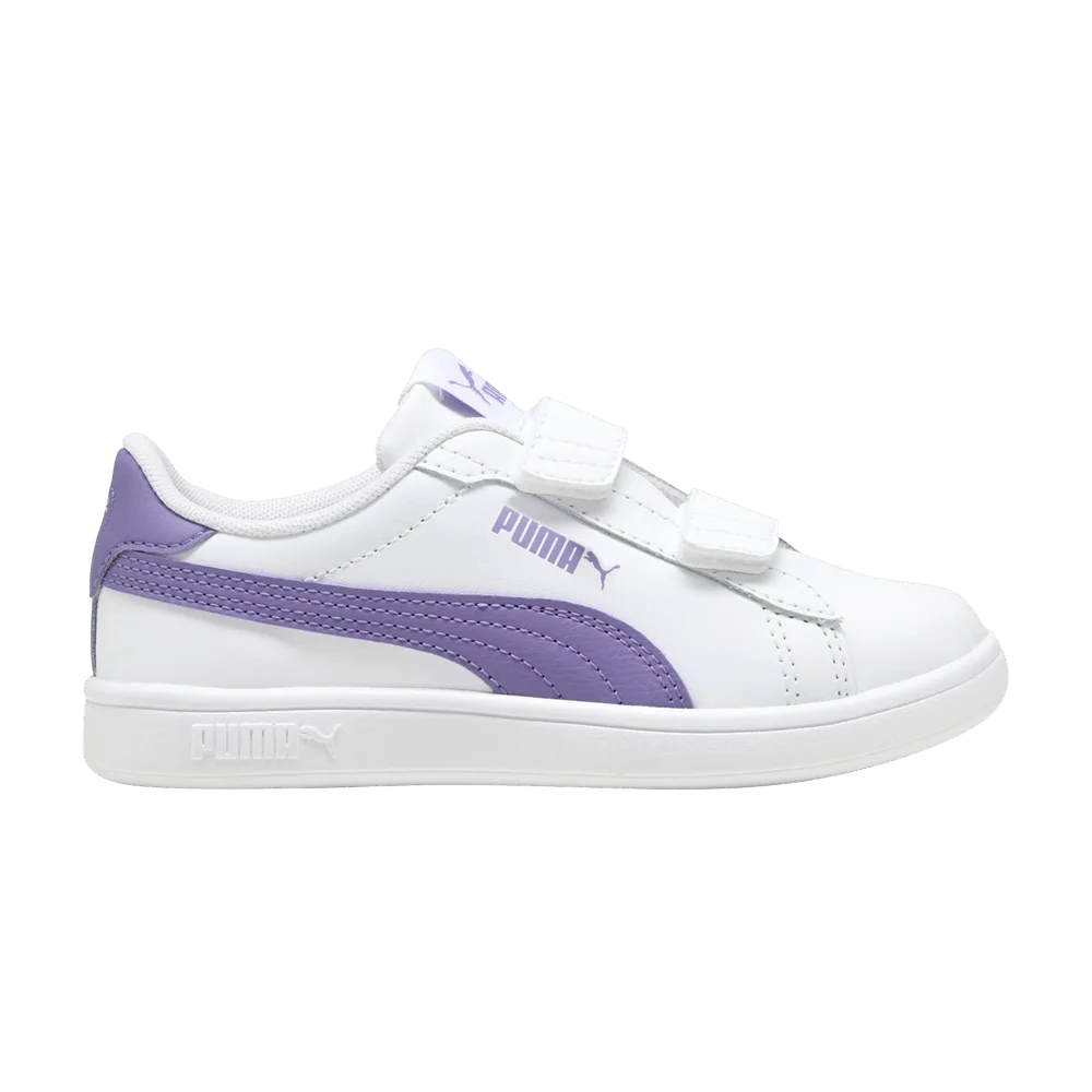 Krossovki-Puma-Smash-3.0-Leather-Velcro-Little-Kid-White-Lavender-Alert