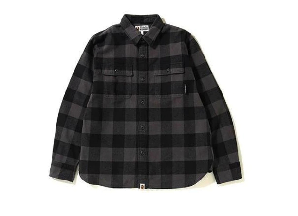 Рубашка BAPE Block Check Big Logo Shirt Black