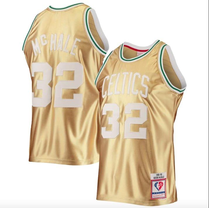 Баскетбольная джерси 1985-86 Boston Celtics #32 Kevin McHale 75th Anniversary Gold Jersey