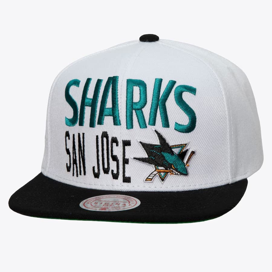 Бейсболка Mitchell & Ness White San Jose Sharks Toss Up Snapback Hat
