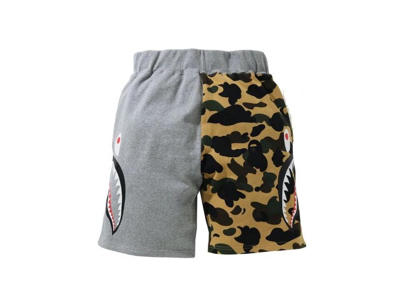 Спортивные шорты BAPE 1st Camo Half Side Shark Sweat Shorts Yellow