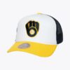 Mitchell-Ness-White-Milwaukee-Brewers-Blocker-Trucker-Snapback-Hat-100x100