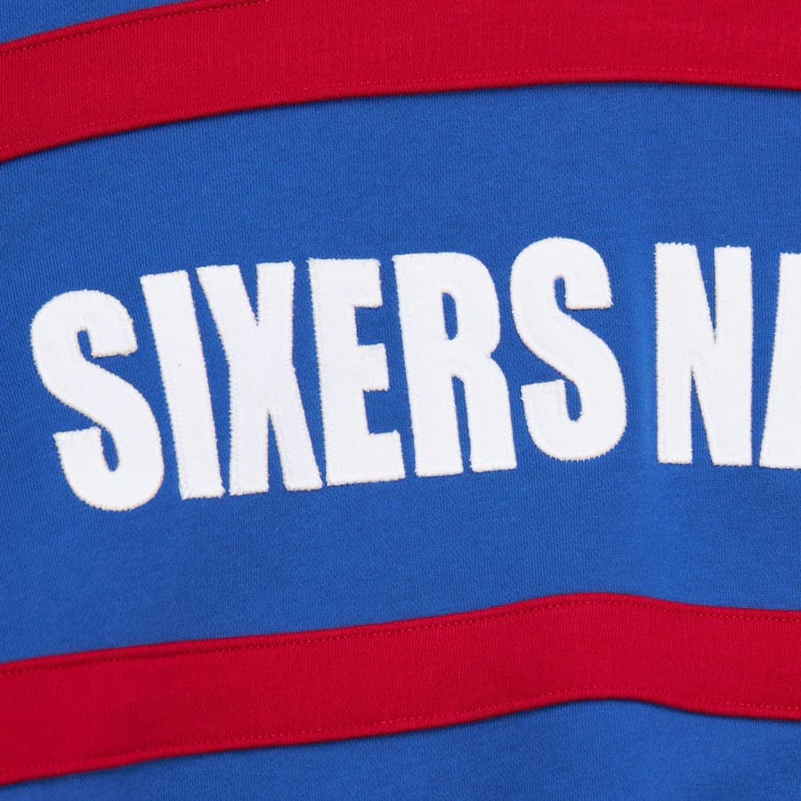 Худи Mitchell & Ness Royal Philadelphia 76ers Vintage Logo Head Coach Fleece Pullover Hoodie