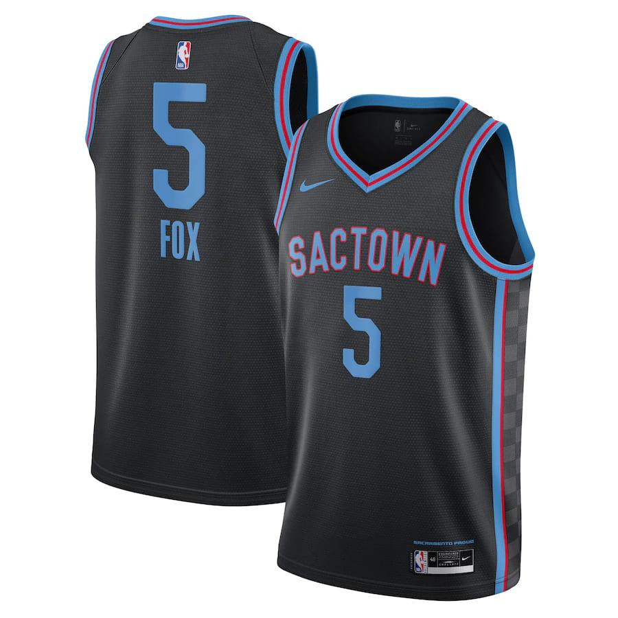 Баскетбольная джерси 2021-22 Sacramento Kings #5 De’Aaron Fox City Edition Swingman Jersey – Black
