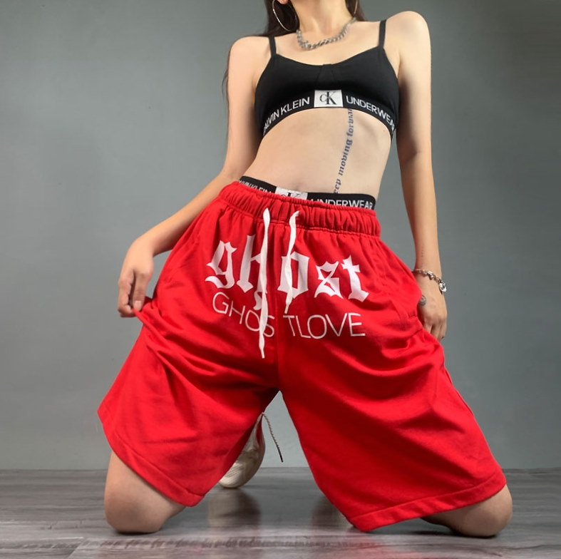 Спортивные шорты 2021 Ghost Love Hip-hop Shorts Red/Grey