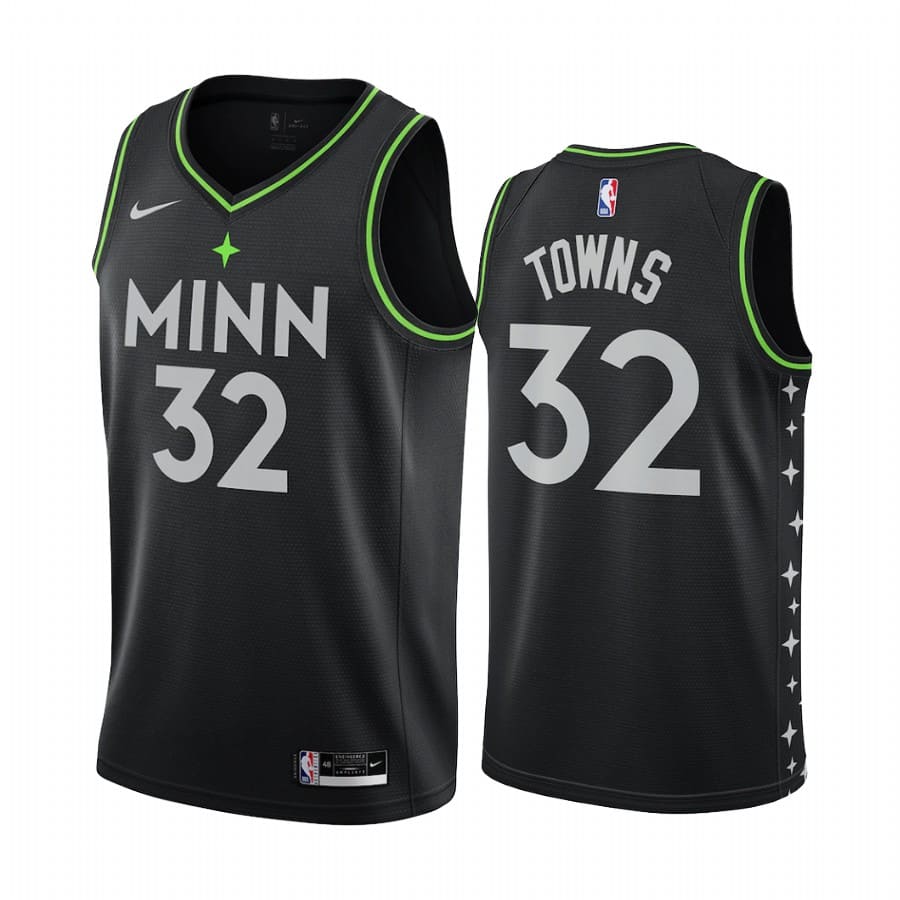 Баскетбольная джерси 2020-21 Minnesota Timberwolves #32 Karl-Anthony Towns City Edition Black Swingman Jersey