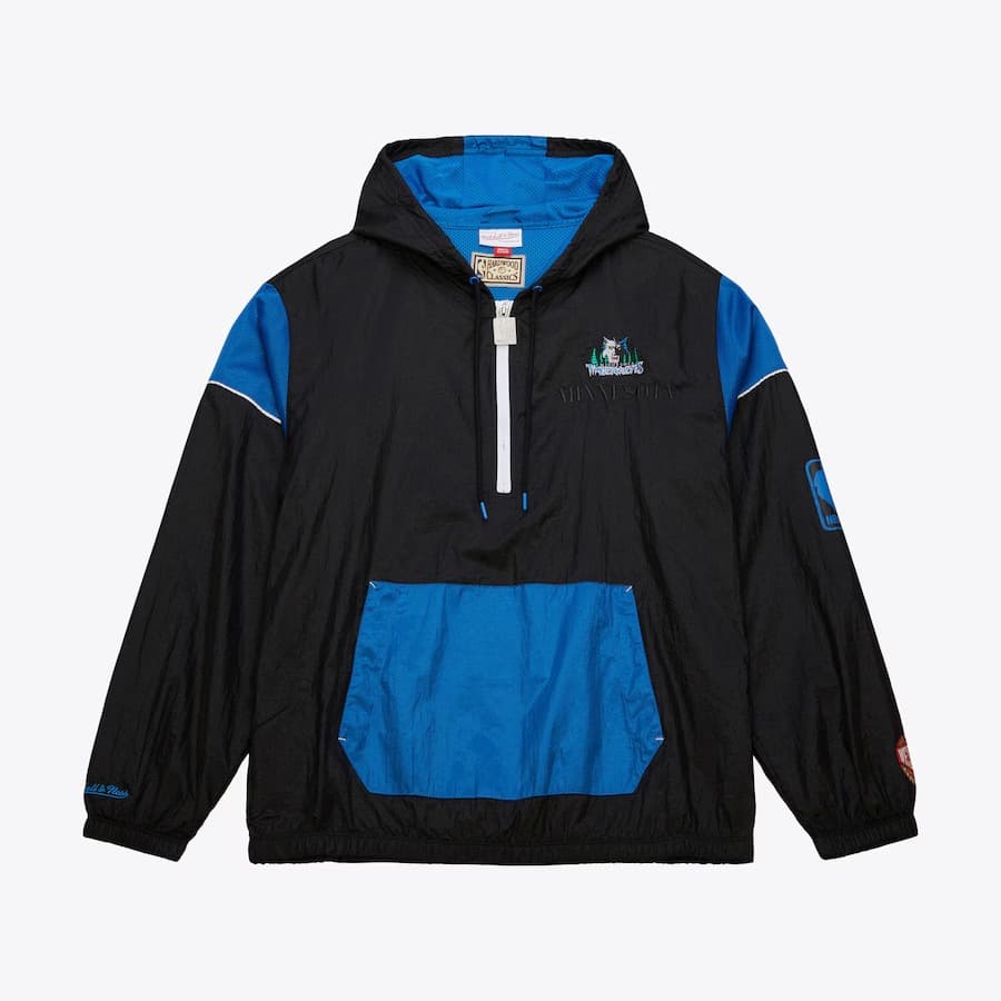 Анорак Mitchell & Ness Black Minnesota Timberwolves Team OG 3.0 Anorak Quarter-Zip Jacket