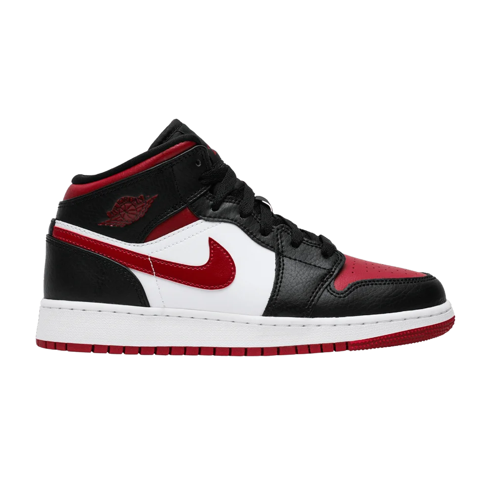 Krossovki-Air-Jordan-1-Mid-GS-Noble-Red