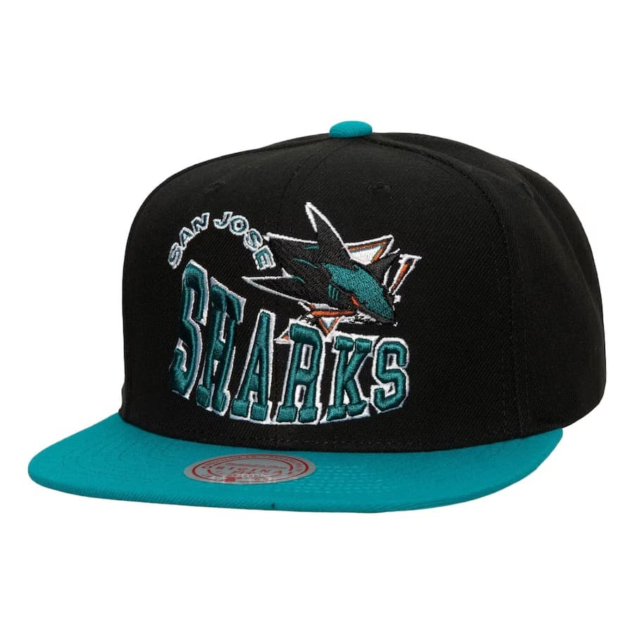 Бейсболка Mitchell & Ness Black San Jose Sharks Crooked Path Snapback Hat