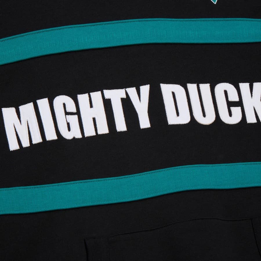 Худи Mitchell & Ness Black Anaheim Ducks Vintage Logo Head Coach Fleece Pullover Hoodie