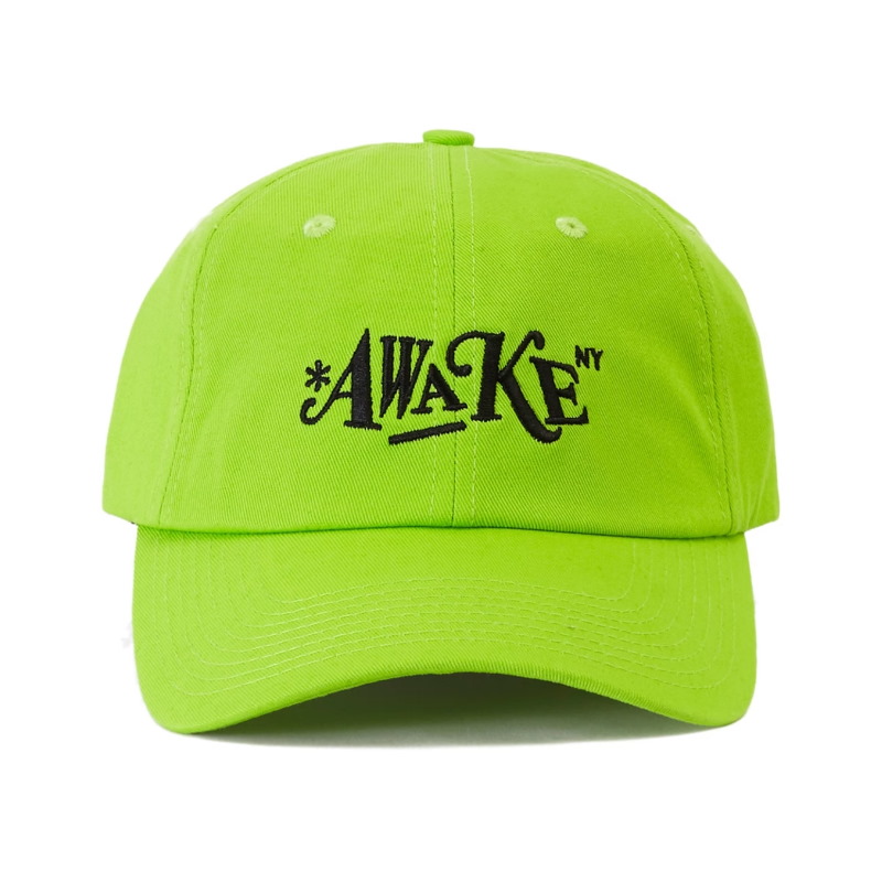 Awake-Distorted-Logo-Dad-Cap-Lime-Green