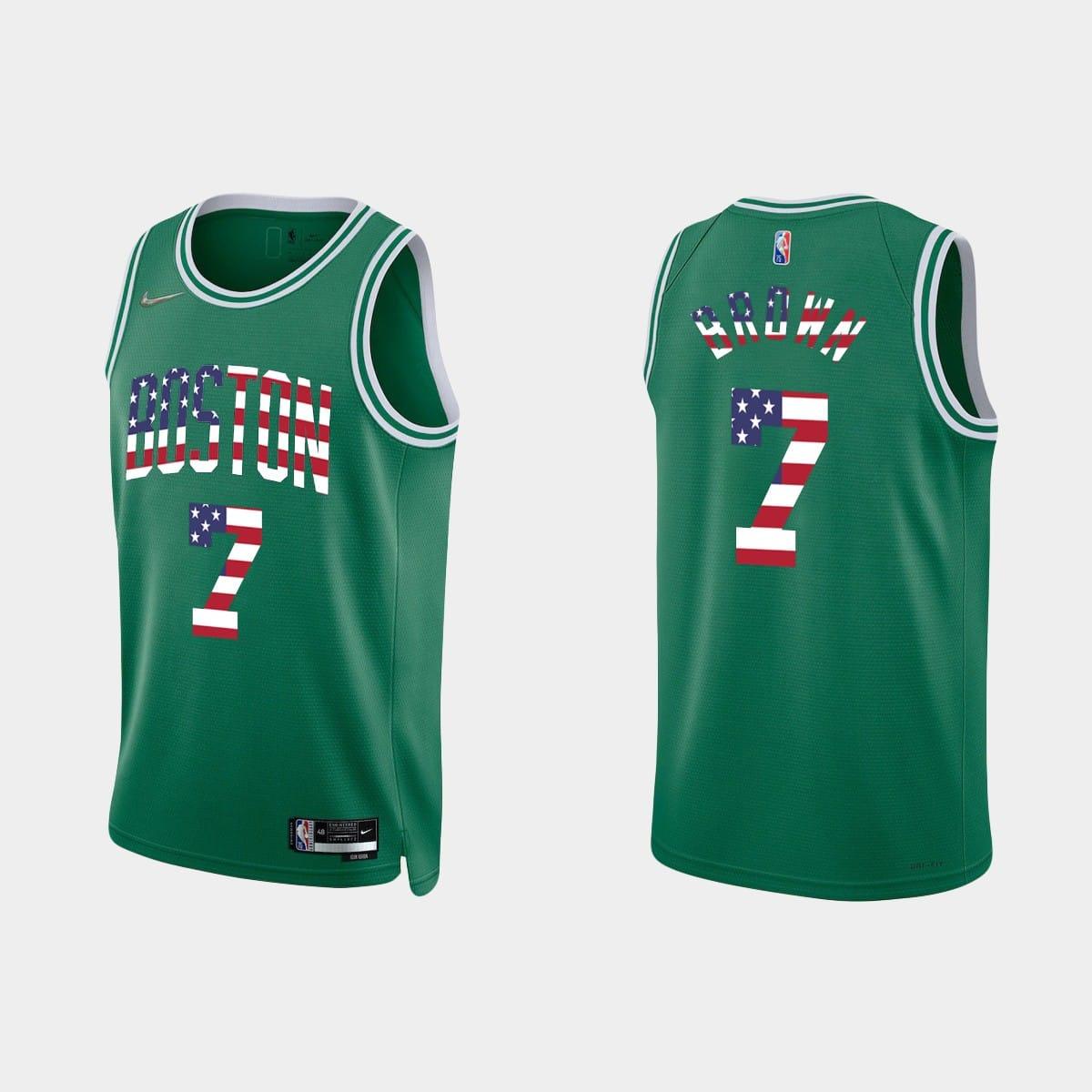 Баскетбольная джерси 2022 Memorial Day Boston Celtics #7 Jaylen Brown Icon Green Jersey