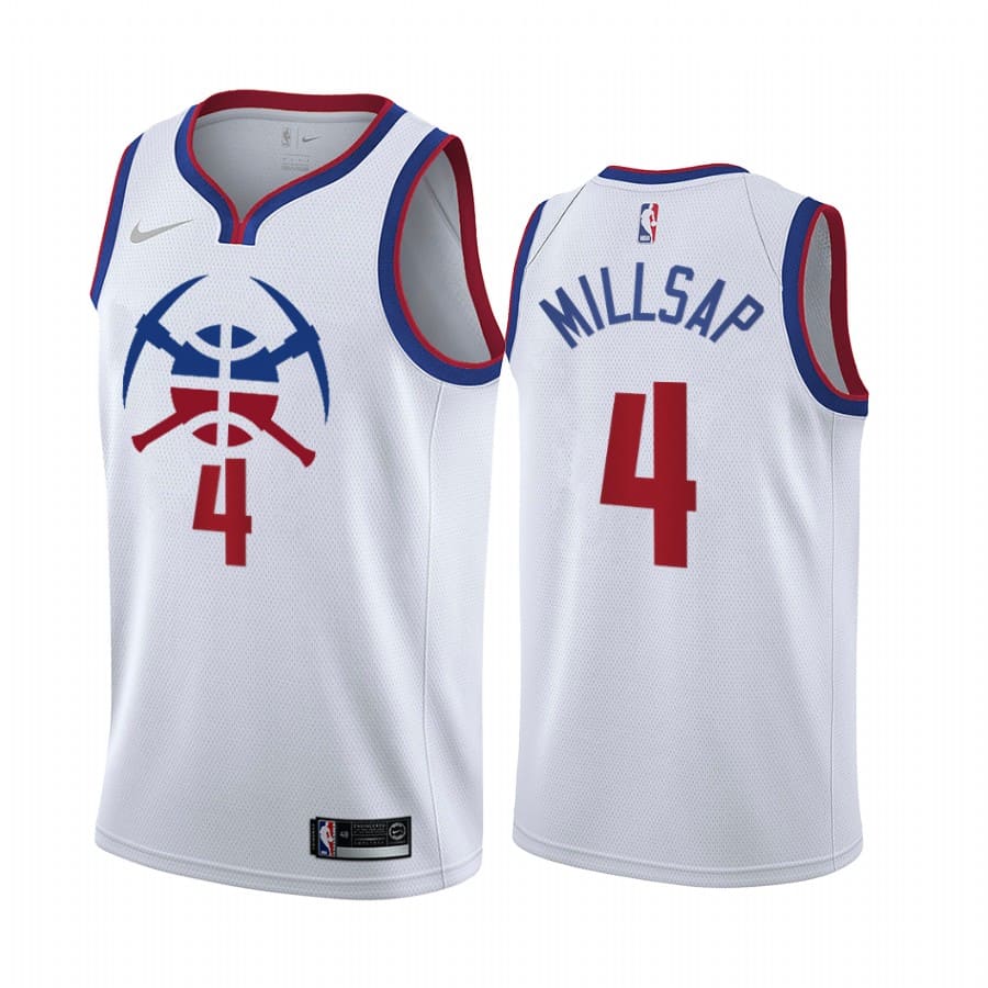 Баскетбольная джерси 2020-21 Denver Nuggets #4 Paul Millsap Earned Edition White Swingman Jersey
